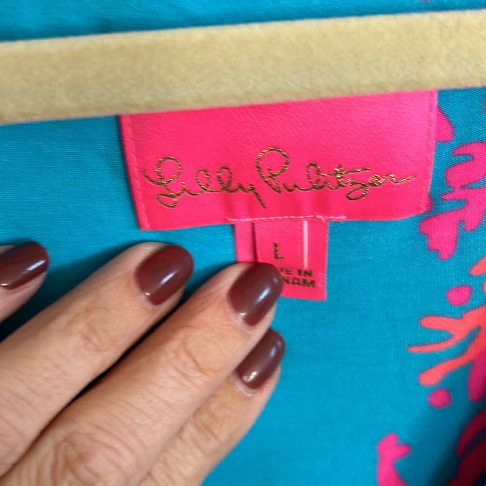 Lilly Pulitzer Turquoise and Pink High-Low Dress - Picture 3 of 5